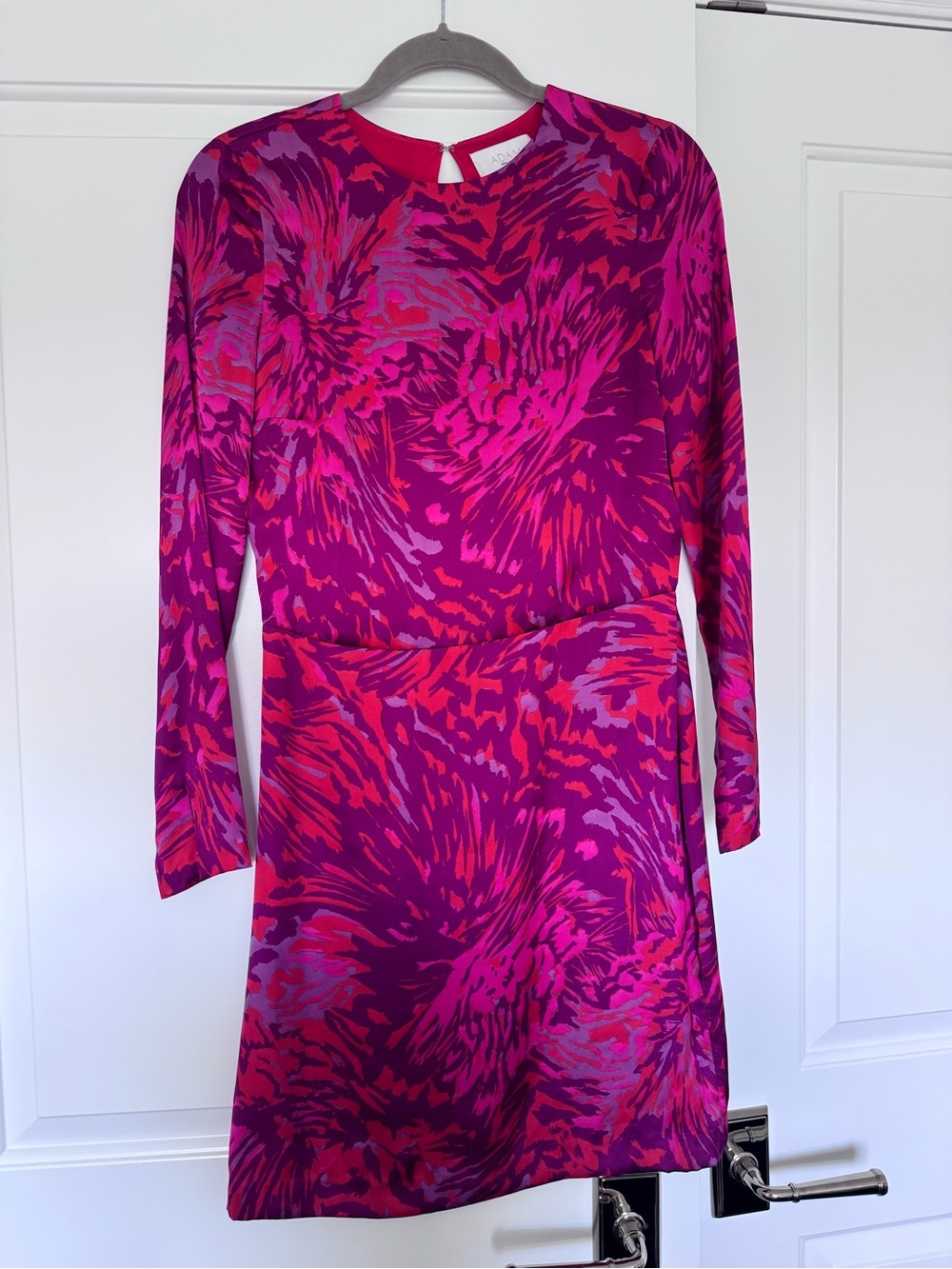 Adam Lippes Magenta & Purple Long-Sleeve Printed 100% Silk Dress